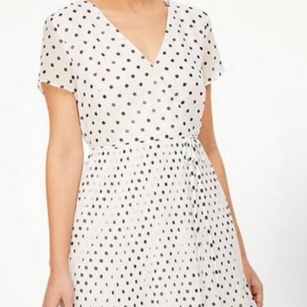 Loft Polka Dot pleated dress